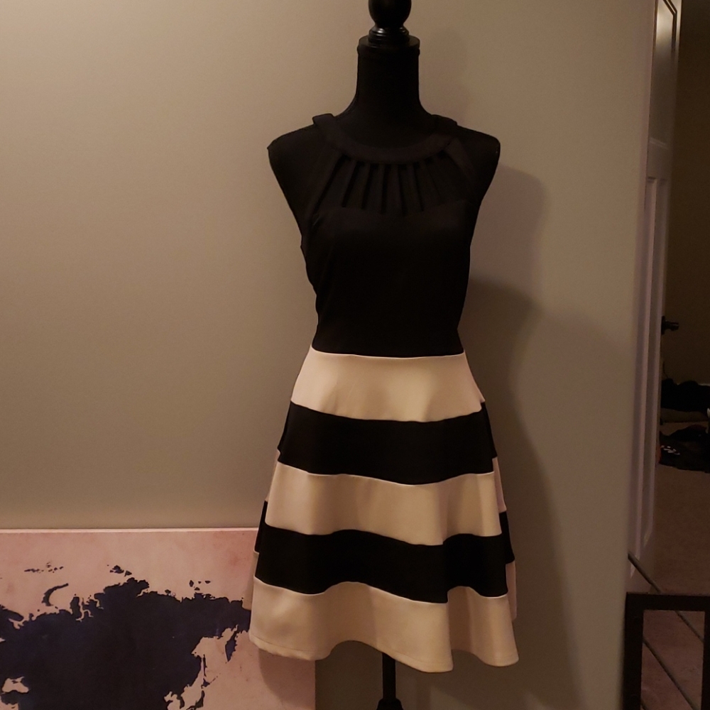 Black & Tan Satin Party Dress